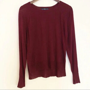 🍁 Zara | Burgundy Maroon Hi-low Knit Top